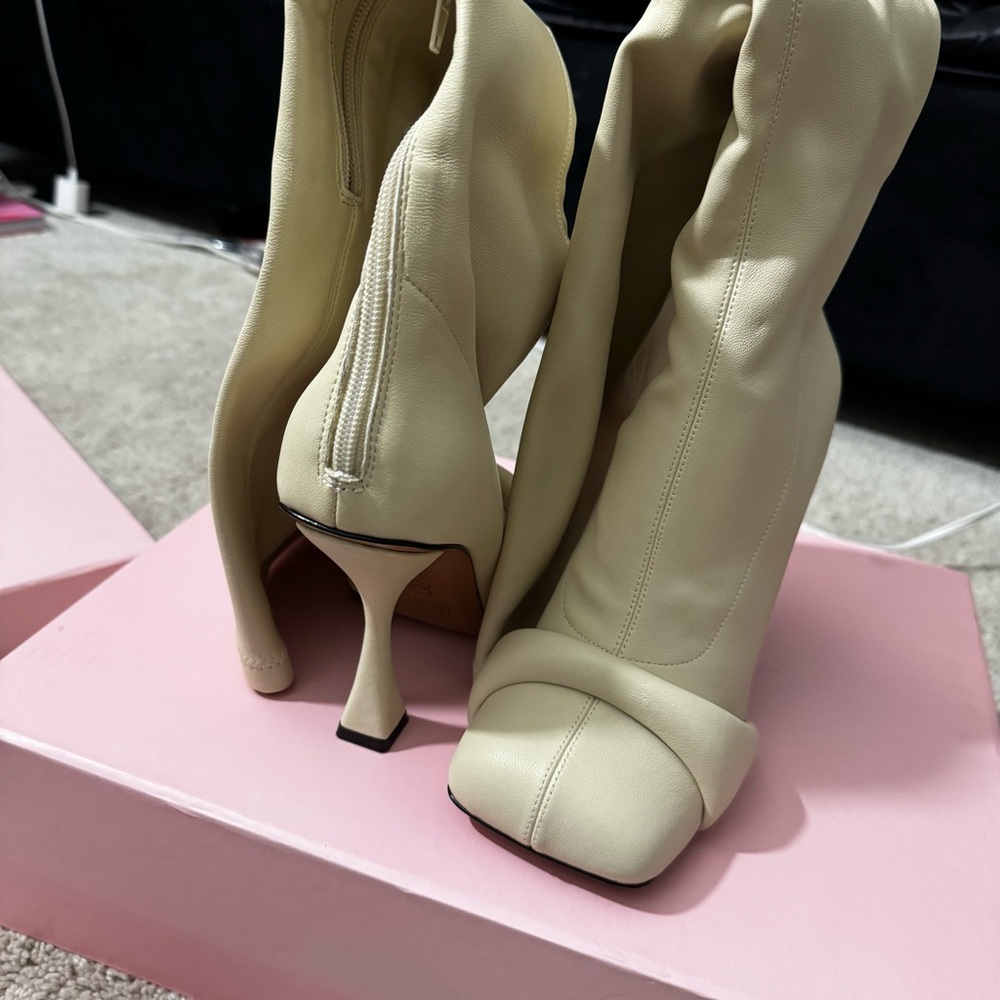 Hanifa Cream Heeled Boots (ZOE BOOT) - Picture 2 of 5